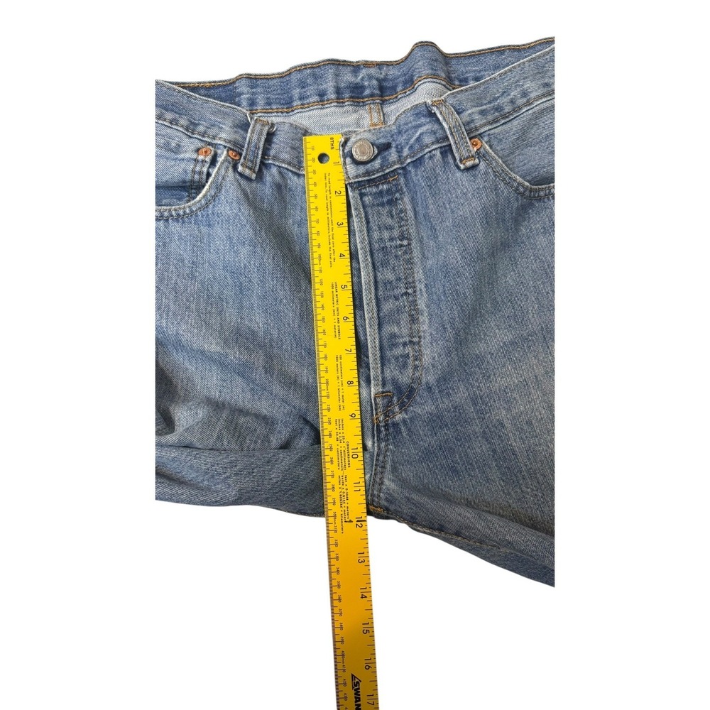 Levi's 501 Mens Jeans Button Fly Blue Work Straight Leg W36 L34 Actual W35 x L32 - Picture 7 of 9